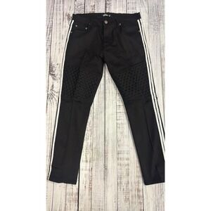 Trestles Supply Co Mens Moto Pants Black White Stripe Woven Knee Size 36